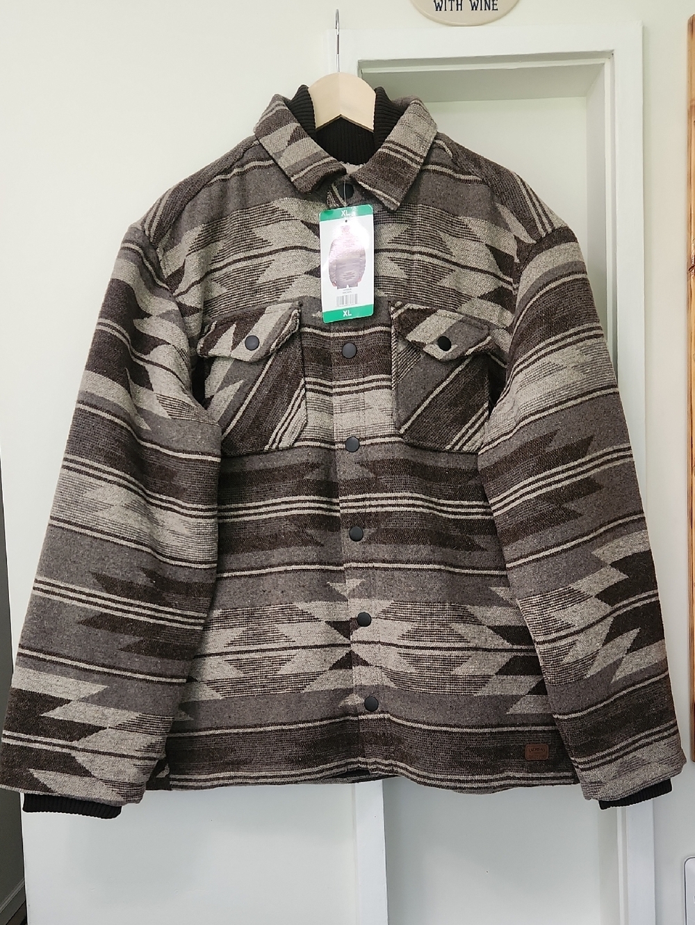 Jachs New York Aztec Shirt Jacket XL Wool Blend Sherpa Lined Shaket - Picture 3 of 17